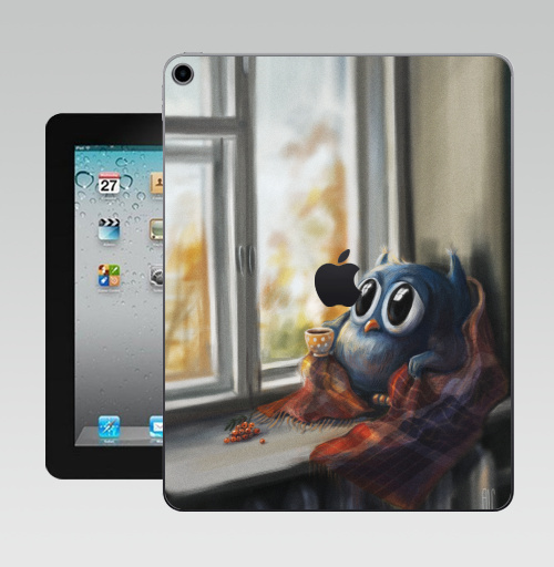 Наклейка на Планшет Apple iPad 10.2 Gen 8 Wi-Fi Vanilla Owl,  купить в Москве – интернет-магазин Allskins, ваниль, хипстер, сова, птицы, осень, графика, любовь, тренд, 300 Лучших работ