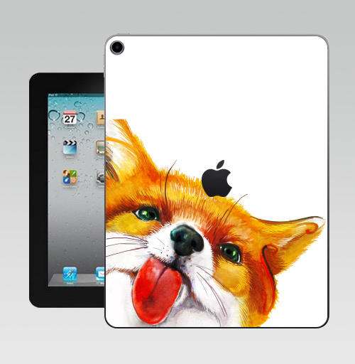Наклейка на Планшет Apple iPad 10.2 Gen 8 Wi-Fi Лисёнок  АКВАРЕЛЬКА,  купить в Москве – интернет-магазин Allskins, милые животные, 300 Лучших работ, животные, лиса, позитив