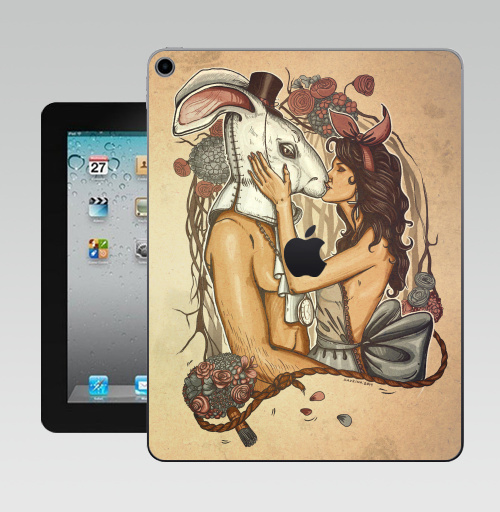 Наклейка на Планшет Apple iPad 10.2 Gen 8 Wi-Fi Кроликачасы,  купить в Москве – интернет-магазин Allskins, заяц, любовь, цветы, время, девушка, красота