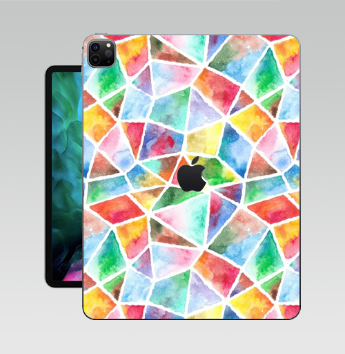 Наклейка на Планшет Apple iPad Pro 12.9 (2020) A2229 Акварельная мозаика,  купить в Москве – интернет-магазин Allskins, акварель, мозаика, живопись, яркий, кусочки, текстура