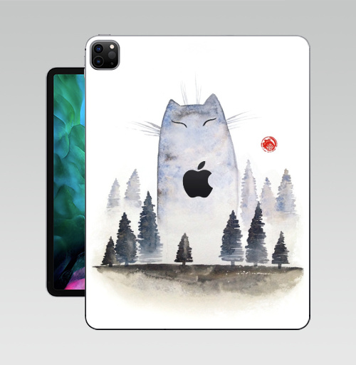 Наклейка на Планшет Apple iPad Pro 12.9 (2020) A2229 Кот туманный,  купить в Москве – интернет-магазин Allskins, акварель, туман, лес, кошка