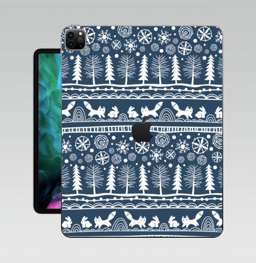 Наклейка на Планшет Apple iPad Pro 12.9 (2020) A2229 Зимний лес,  купить в Москве – интернет-магазин Allskins, зима, лиса, лес, деревья, заяц, забавный, паттерн, снег