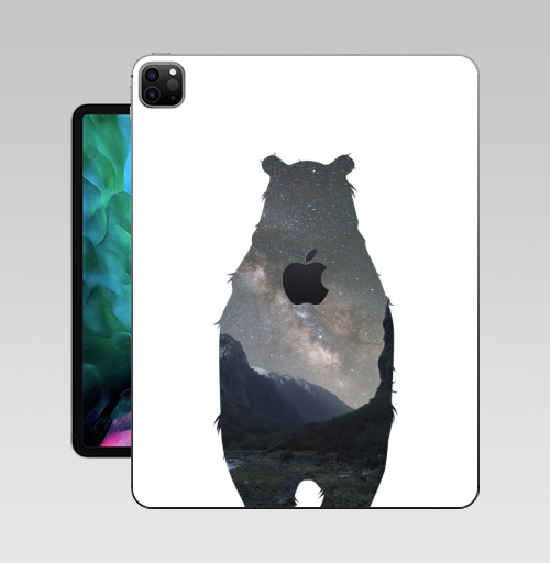 Наклейка на Планшет Apple iPad Pro 12.9 (2020) A2229 Космический медведь,  купить в Москве – интернет-магазин Allskins, крутые животные, нежно, космос, мило, медведь, детские, пейзаж, настроение, милые животные