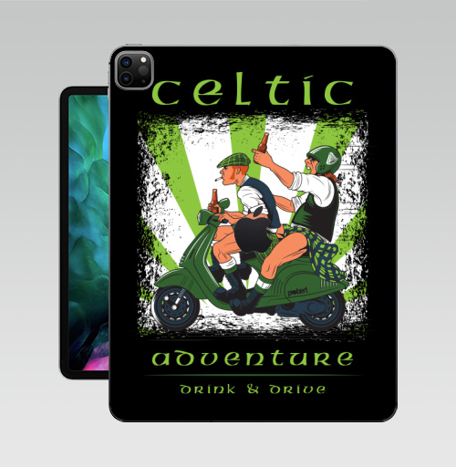 Наклейка на Планшет Apple iPad Pro 12.9 (2020) A2229 Кельтское приключение,  купить в Москве – интернет-магазин Allskins, Ирландия, кельт, килт, мотоцикл, приключения, алкоголь, персонажи, путешествия, отдых