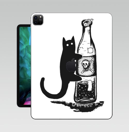 Наклейка на Планшет Apple iPad Pro 12.9 (2020) A2229 Кот с бутылкой,  купить в Москве – интернет-магазин Allskins, кошка, алкоголь, вино, яд