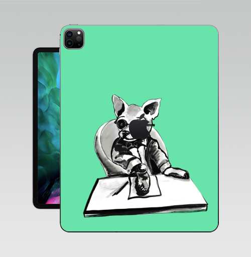 Наклейка на Планшет Apple iPad Pro 12.9 (2020) A2229 Маленький босс,  купить в Москве – интернет-магазин Allskins, cool, dog, персонажи, черно-белое, собаки, шеф, директор