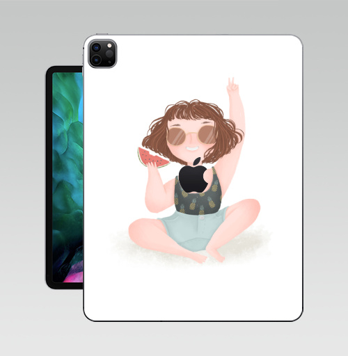 Наклейка на Планшет Apple iPad Pro 12.9 (2020) A2229 Летняя девчонка,  купить в Москве – интернет-магазин Allskins, радость, настроение, ананас, счастье, солнце, арбуз, лето, девушка