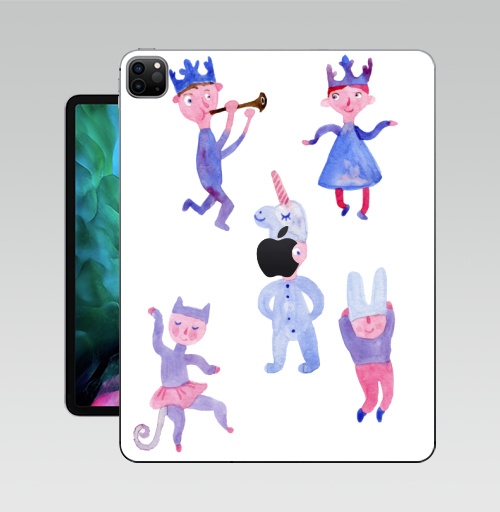 Наклейка на Планшет Apple iPad Pro 12.9 (2020) A2229 Детский праздник,  купить в Москве – интернет-магазин Allskins, акварель, детские, пикник, карнавал, танцы, музыка, единорог, заяц, принцесса, принц