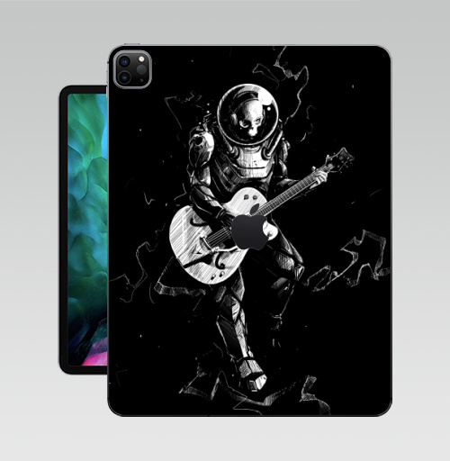 Наклейка на Планшет Apple iPad Pro 12.9 (2020) A2229 Космический бард,  купить в Москве – интернет-магазин Allskins, скелет, космос, гитара, темнота, шлем