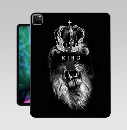 Наклейка на Планшет Apple iPad Pro 12.9 (2020) A2229 КИНГ,  купить в Москве – интернет-магазин Allskins, классика, король, лев, корольлев, Оберег, черный, белый, черно-белое, природа, дикаяприрода, африка, растафарай, графика, кошка, чёрная кошка, дикая природа, подарки, новый год, король лев, храбрость