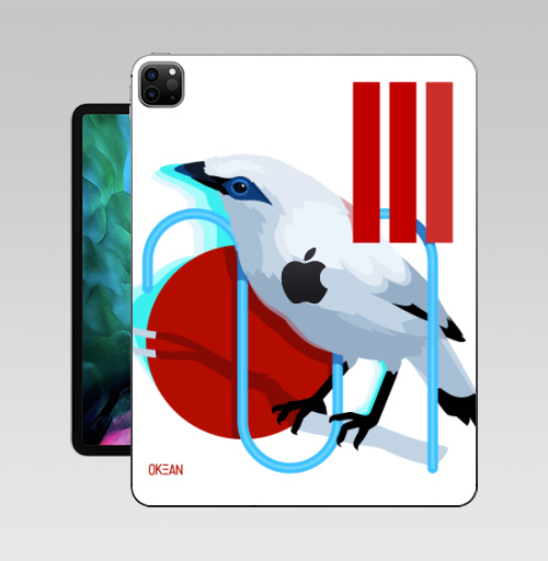 Наклейка на Планшет Apple iPad Pro 12.9 (2020) A2229 Балийский скворец,  купить в Москве – интернет-магазин Allskins, птицы, геометрия, красный, неон, необычный, белая, природа, абстракция, скворец