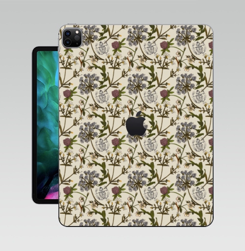 Наклейка на Планшет Apple iPad Pro 12.9 (2020) A2229 Скелет лягушки и клевер,  купить в Москве – интернет-магазин Allskins, ботаника, лягушка, магия, цветы
