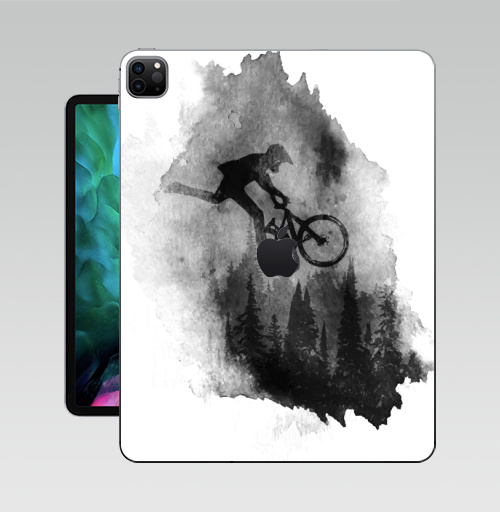 Наклейка на Планшет Apple iPad Pro 12.9 (2020) A2229 Чернильный Райдер,  купить в Москве – интернет-магазин Allskins, горный велосипед, велосипед, мтб, ездить, горы, езда на велосипеде, байкер, bmx, лес, спорт, фрирайд, поездка, занятие спортом, минимализм