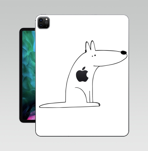 Наклейка на Планшет Apple iPad Pro 12.9 (2020) A2229 Собака сидит,  купить в Москве – интернет-магазин Allskins, собакаулыбака, собаки, волк, линейное, графика, белаясобака, животное, Смотрящий, природа, лаконичное, персонажи, детские, мужские, ветеринар