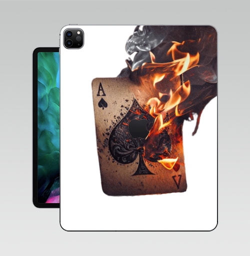 Наклейка на Планшет Apple iPad Pro 12.9 (2020) A2229 Кинематографический снимок горящей игральной карты,  купить в Москве – интернет-магазин Allskins, карты, читатель, пика, туз, горящая