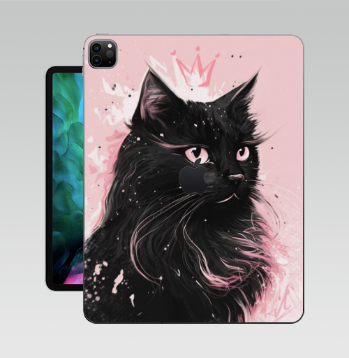 Наклейка на Планшет Apple iPad Pro 12.9 (2020) A2229 Властительница мурлыканья,  купить в Москве – интернет-магазин Allskins, сарказм, кошка, корона, королева, черный, кота, пушистая, розовый