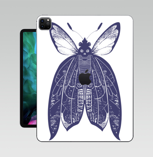 Наклейка на Планшет Apple iPad Pro 12.9 (2020) A2229 Мотыль,  купить в Москве – интернет-магазин Allskins, бабочки, череп