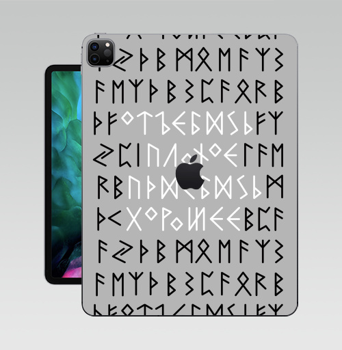 Наклейка на Планшет Apple iPad Pro 12.9 (2020) A2229 Руны,  купить в Москве – интернет-магазин Allskins, продажи_надписи, черно-белое, этно, магия, надписи, прикольные_надписи, остроумно, крутые надписи, 300 Лучших работ