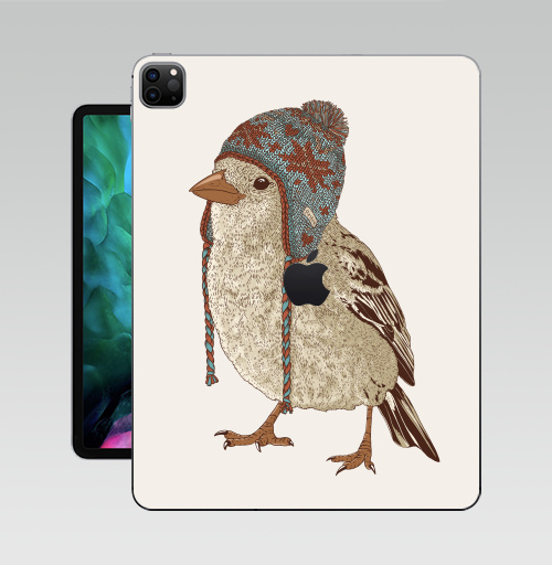 Наклейка на Планшет Apple iPad Pro 12.9 (2020) A2229 Птица в шапке,  купить в Москве – интернет-магазин Allskins, 300 Лучших работ, пипстер, шапка, птицы, зима, новый год, коричневый, крутые животные