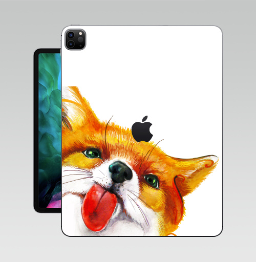 Наклейка на Планшет Apple iPad Pro 12.9 (2020) A2229 Лисёнок  АКВАРЕЛЬКА,  купить в Москве – интернет-магазин Allskins, милые животные, 300 Лучших работ, животные, лиса, позитив
