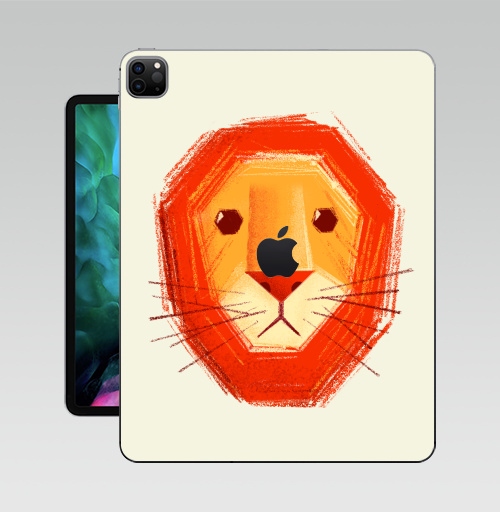 Наклейка на Планшет Apple iPad Pro 12.9 (2020) A2229 Грустный лев,  купить в Москве – интернет-магазин Allskins, милые животные, детские, животные, любовь, желтый, лето, оранжевый, печаль, король, грустные, печальный