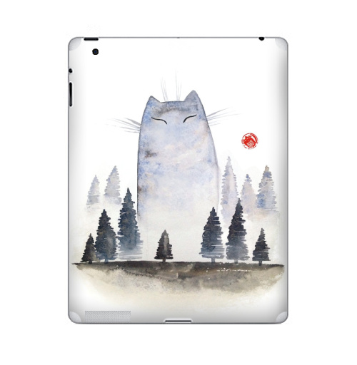 Наклейка на Планшет Apple iPad Кот туманный,  купить в Москве – интернет-магазин Allskins, акварель, туман, лес, кошка