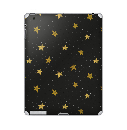 Наклейка на Планшет Apple iPad Звездная пыль,  купить в Москве – интернет-магазин Allskins, полностьючерный, ЗОЛОТОЙ, астрология, небо, точки, паттерн, звезда