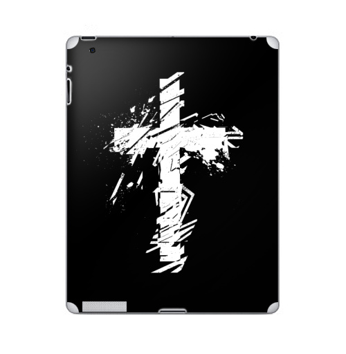 Наклейка на Планшет Apple iPad Крест во всю грудь,  купить в Москве – интернет-магазин Allskins, черно-белое, татуировки, гранж, крест, христианство, святое, черный