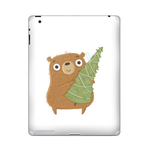 Наклейка на Планшет Apple iPad Новогодний Мишка,  купить в Москве – интернет-магазин Allskins, медведь, новый год, персонажи, детские