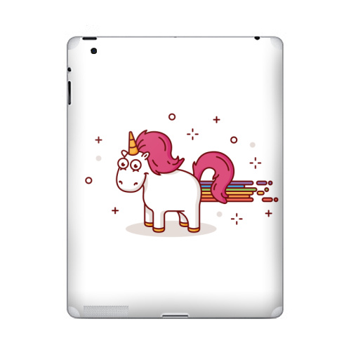 Наклейка на Планшет Apple iPad Счастливый единорог,  купить в Москве – интернет-магазин Allskins, единорог, лошадь, пони, счастье, розовый, радуга, рог, радость, улыбка