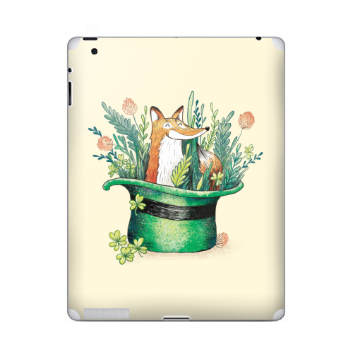 Наклейка на Планшет Apple iPad Ирландский лис,  купить в Москве – интернет-магазин Allskins, лиса, Ирландия, клевер, шляпа
