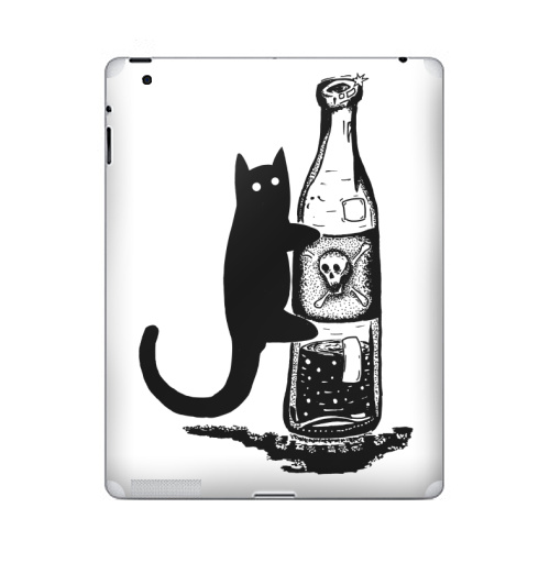 Наклейка на Планшет Apple iPad Кот с бутылкой,  купить в Москве – интернет-магазин Allskins, кошка, алкоголь, вино, яд