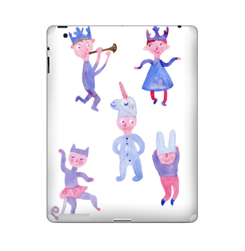 Наклейка на Планшет Apple iPad Детский праздник,  купить в Москве – интернет-магазин Allskins, акварель, детские, пикник, карнавал, танцы, музыка, единорог, заяц, принцесса, принц