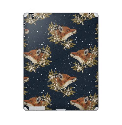 Наклейка на Планшет Apple iPad Зимние лисички.,  купить в Москве – интернет-магазин Allskins, зима, лиса, омела, снег, лису, листья