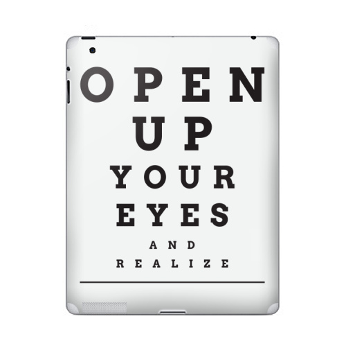 Наклейка на Планшет Apple iPad Открой глаза и осознай,  купить в Москве – интернет-магазин Allskins, глв, глаз, откройрот, открой, типографика, осознай, пойми, прикол