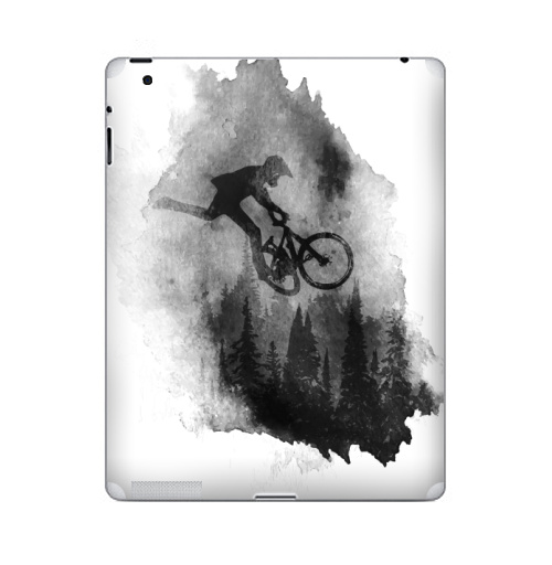 Наклейка на Планшет Apple iPad Чернильный Райдер,  купить в Москве – интернет-магазин Allskins, горный велосипед, велосипед, мтб, ездить, горы, езда на велосипеде, байкер, bmx, лес, спорт, фрирайд, поездка, занятие спортом, минимализм