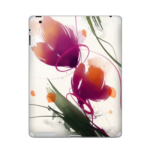 Наклейка на Планшет Apple iPad Акварельные абстрактные цветы,  купить в Москве – интернет-магазин Allskins, акварель, цветы, абстракция, природа, яркий, дизайнер, пятна, рисунки, картины, графика, бутон, растение, белый, фиолетовый, мазки