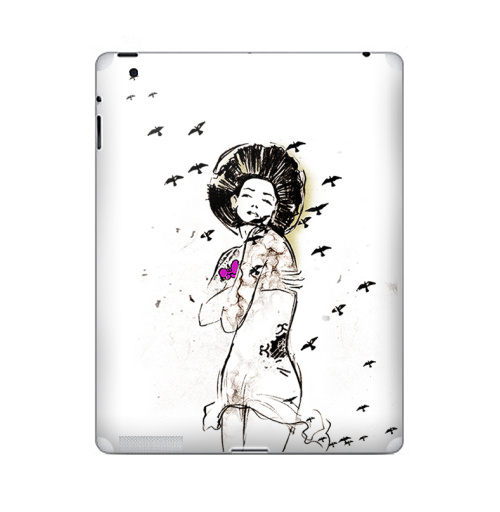 Наклейка на Планшет Apple iPad Ежна,  купить в Москве – интернет-магазин Allskins, белый, девушка, романтика, акварель, черный, 300 Лучших работ