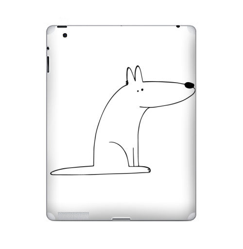 Наклейка на Планшет Apple iPad Собака сидит,  купить в Москве – интернет-магазин Allskins, собакаулыбака, собаки, волк, линейное, графика, белаясобака, животное, Смотрящий, природа, лаконичное, персонажи, детские, мужские, ветеринар