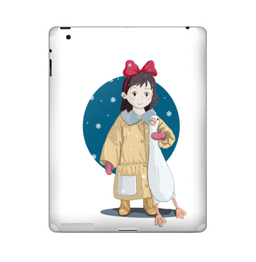 Наклейка на Планшет Apple iPad Ребенок и гусь,  купить в Москве – интернет-магазин Allskins, детские, бант, снег, ребенок, игрушки, мило, мультфильмы, читатель