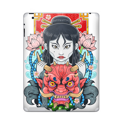 Наклейка на Планшет Apple iPad Девушка и демон,  купить в Москве – интернет-магазин Allskins, Япония, гейша, они, демоны, девушка, мистика, монстры, азия, мифология, магия, фэнтези