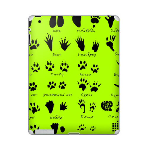 Наклейка на Планшет Apple iPad Следопытская,  купить в Москве – интернет-магазин Allskins, 300 Лучших работ, прикол, животные, следы, черно-белое, детские, одноцветный