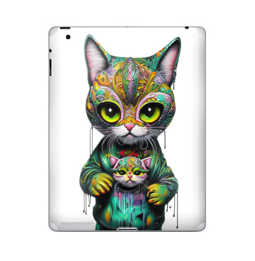 Наклейка на Планшет Apple iPad Милый котенок в стрит арте,  купить в Москве – интернет-магазин Allskins, стритарт, котята, кошка, краски, детские