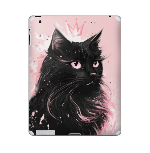 Наклейка на Планшет Apple iPad Властительница мурлыканья,  купить в Москве – интернет-магазин Allskins, сарказм, кошка, корона, королева, черный, кота, пушистая, розовый