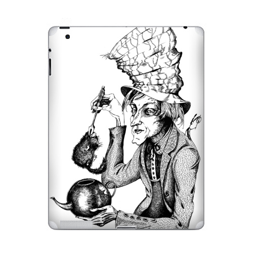 Наклейка на Планшет Apple iPad Сможет ли Соня жить в чайнике?,  купить в Москве – интернет-магазин Allskins, Алиса в стране чудес, графика, шляпа, чай и кофе
