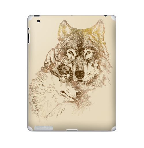 Наклейка на Планшет Apple iPad Супруги,  купить в Москве – интернет-магазин Allskins, крутые животные, для_влюбленных, супруги, пара, собаки, глаз, волк, любовь