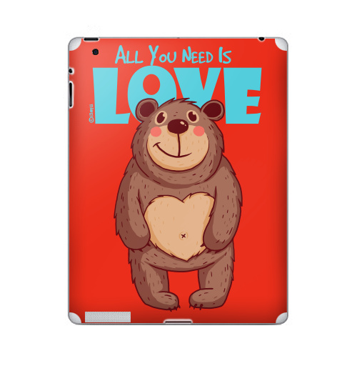 Наклейка на Планшет Apple iPad All You Need Is Love,  купить в Москве – интернет-магазин Allskins, крутые животные, милые животные, 300 Лучших работ, надписи на английском, 8 марта, для_влюбленных, медведь, битлз, улыбка, подарки, надписи, любовь, прикольные_надписи, детские, продажи_надписи