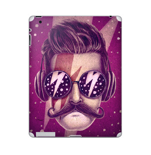 Наклейка на Планшет Apple iPad Dude,  купить в Москве – интернет-магазин Allskins, 300 Лучших работ, rock, хипстер, хулиган, усы, очки, молния, музыка