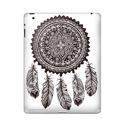 Наклейка на Планшет Apple iPad Ловец снов 2,  купить в Москве – интернет-магазин Allskins, снов, ловец, черно-белое, этно, хиппи, паттерн, индия, индеец, коричневый
