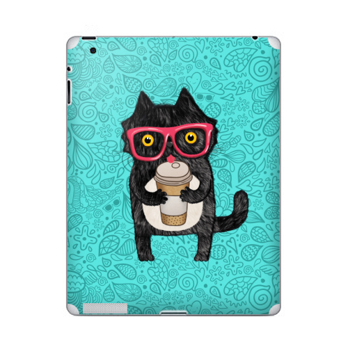 Наклейка на Планшет Apple iPad Coffee-cat,  купить в Москве – интернет-магазин Allskins, кошка, чай и кофе